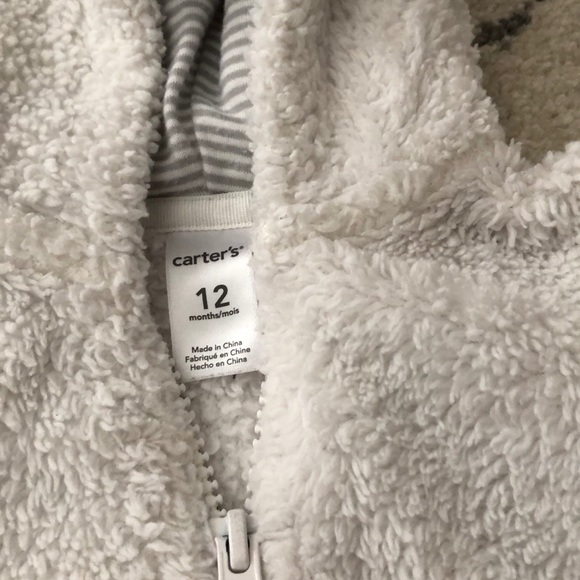 White Sherpa cozy jacket carter’s 12 month - Picture 2 of 3